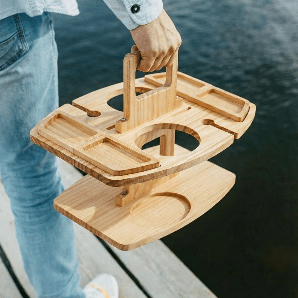 Portable Folding Wine Table with Built-In Holders for Outdoor Entertaining & Park Gatherings | Thomler