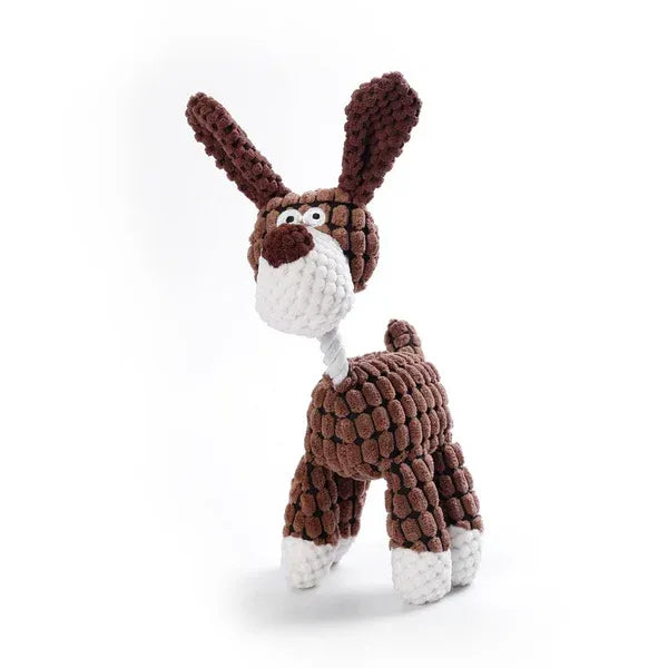 Indestructible Plush Squeaky Dog Toy for Power Chewers - Reinforced Stitching, Safe Soft Fabric, Interactive Sound, Easy Clean - Brown | Thomler