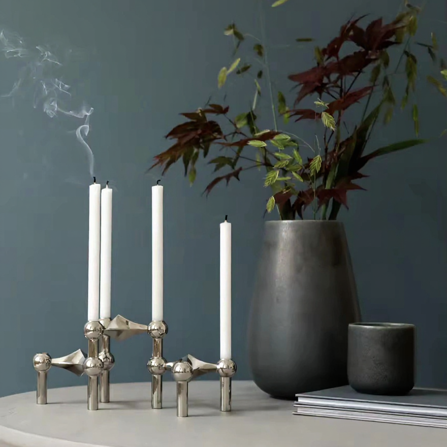 3-Piece Steel Atom Taper Holder Set – Modern Geometric Candlestick Display for Dining Tables, Shelves & Consoles | Thomler