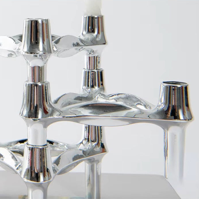 3-Piece Steel Atom Taper Holder Set – Modern Geometric Candlestick Display for Dining Tables, Shelves & Consoles | Thomler