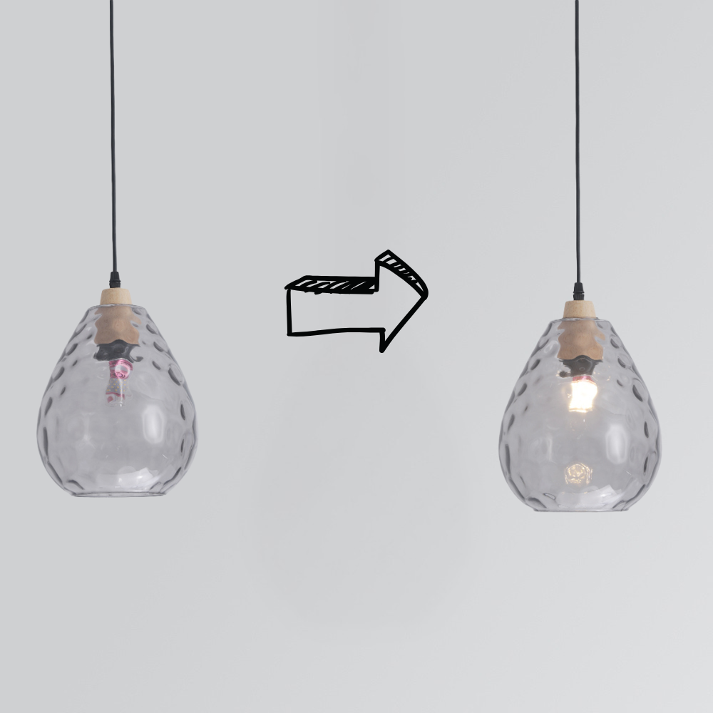 Pendant Light Glass Wood E26 Indoor Dining Room Kitchen Island Hanging Ceiling Lamp Adjustable Cord Vintage Modern | Thomler
