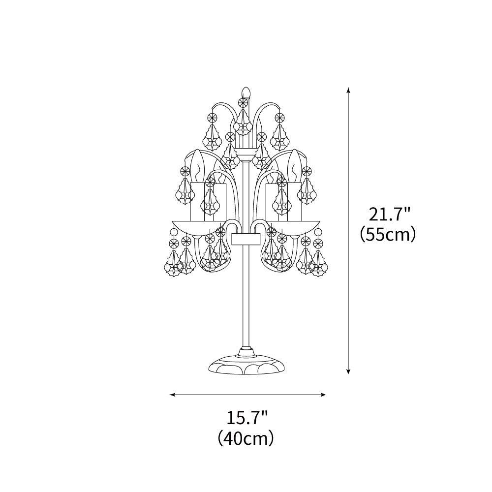 Table Lamp Metal Crystal Glass 21.7 in Height Chandelier Style Living Room Bedroom | Thomler