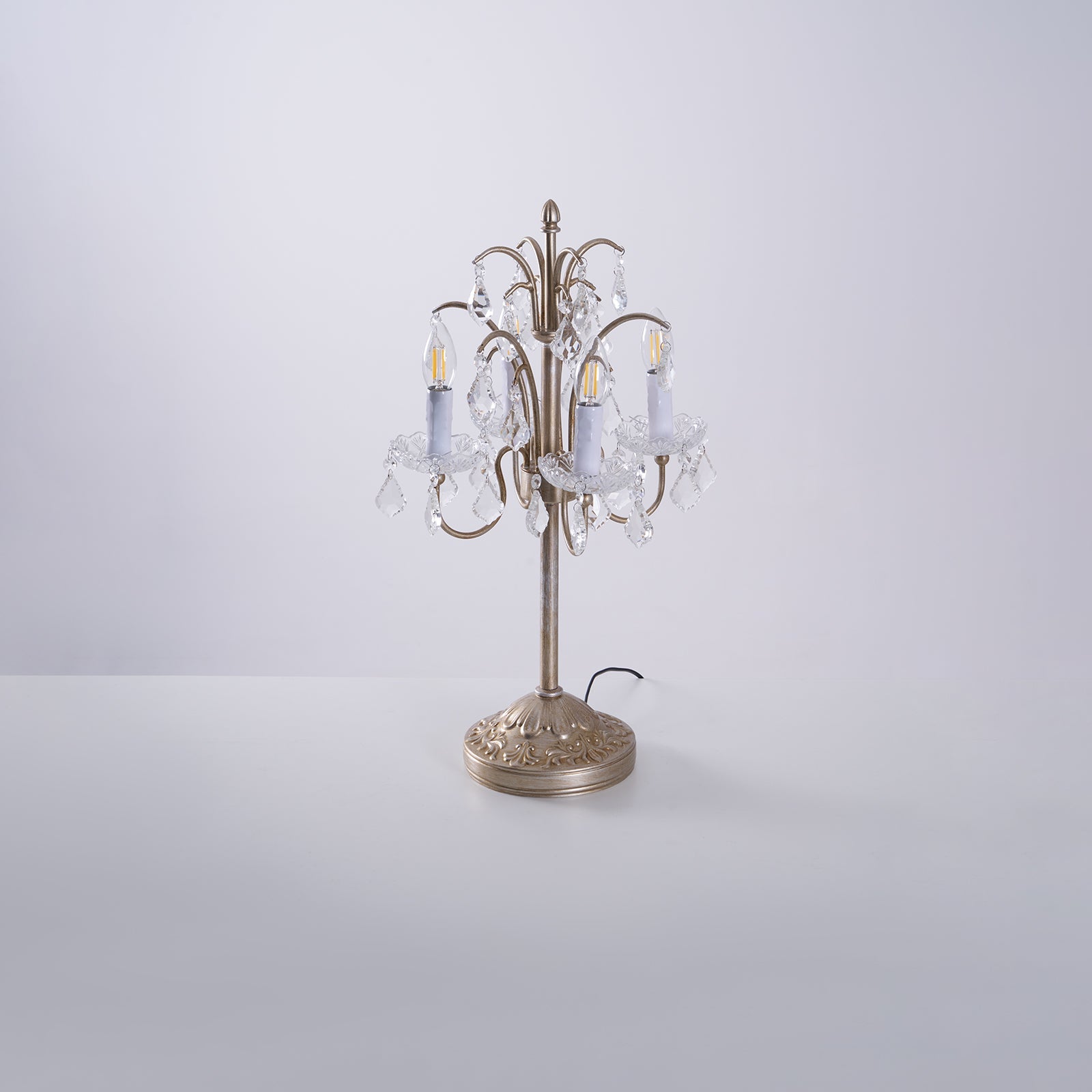 Table Lamp Metal Crystal Glass 21.7 in Height Chandelier Style Living Room Bedroom | Thomler