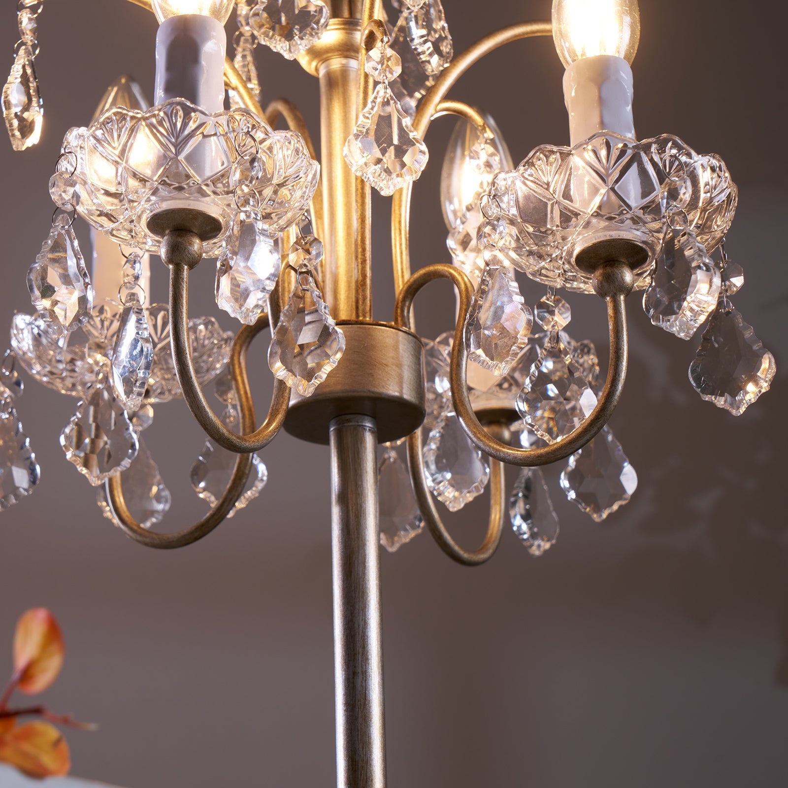 Table Lamp Metal Crystal Glass 21.7 in Height Chandelier Style Living Room Bedroom | Thomler