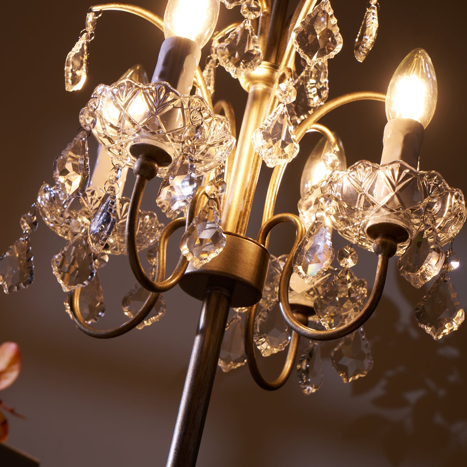 Table Lamp Metal Crystal Glass 21.7 in Height Chandelier Style Living Room Bedroom | Thomler