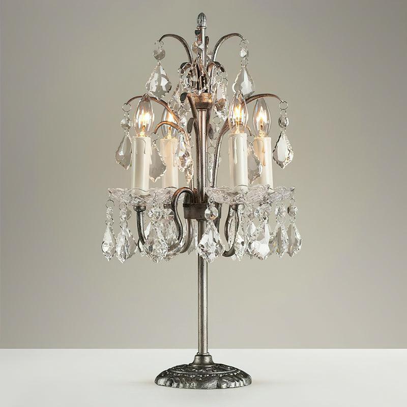 Table Lamp Metal Crystal Glass 21.7 in Height Chandelier Style Living Room Bedroom | Thomler