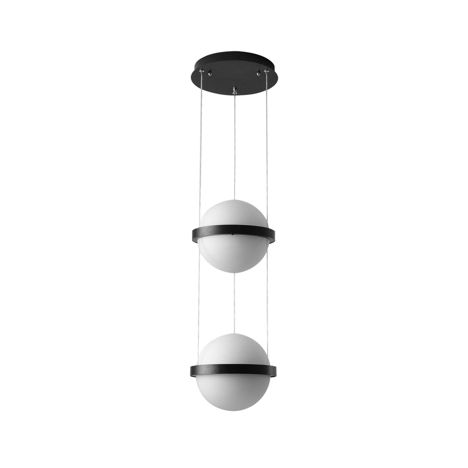 Spherical LED Hanging Fixture for Kitchen Island & Dining Area – Adjustable Height Black Metal Pendant with Dual-Tone Lighting, 8.7 in Acryl | Thomler