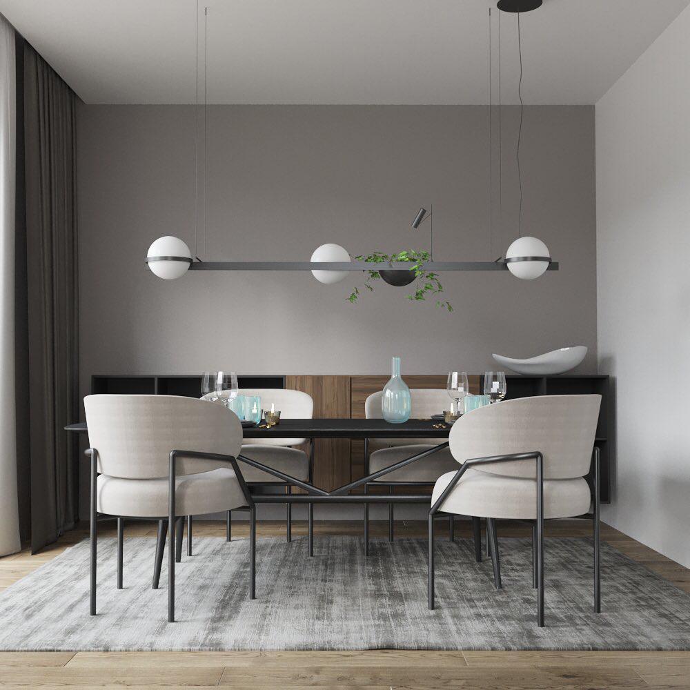 Spherical LED Hanging Fixture for Kitchen Island & Dining Area – Adjustable Height Black Metal Pendant with Dual-Tone Lighting, 8.7 in Acryl | Thomler