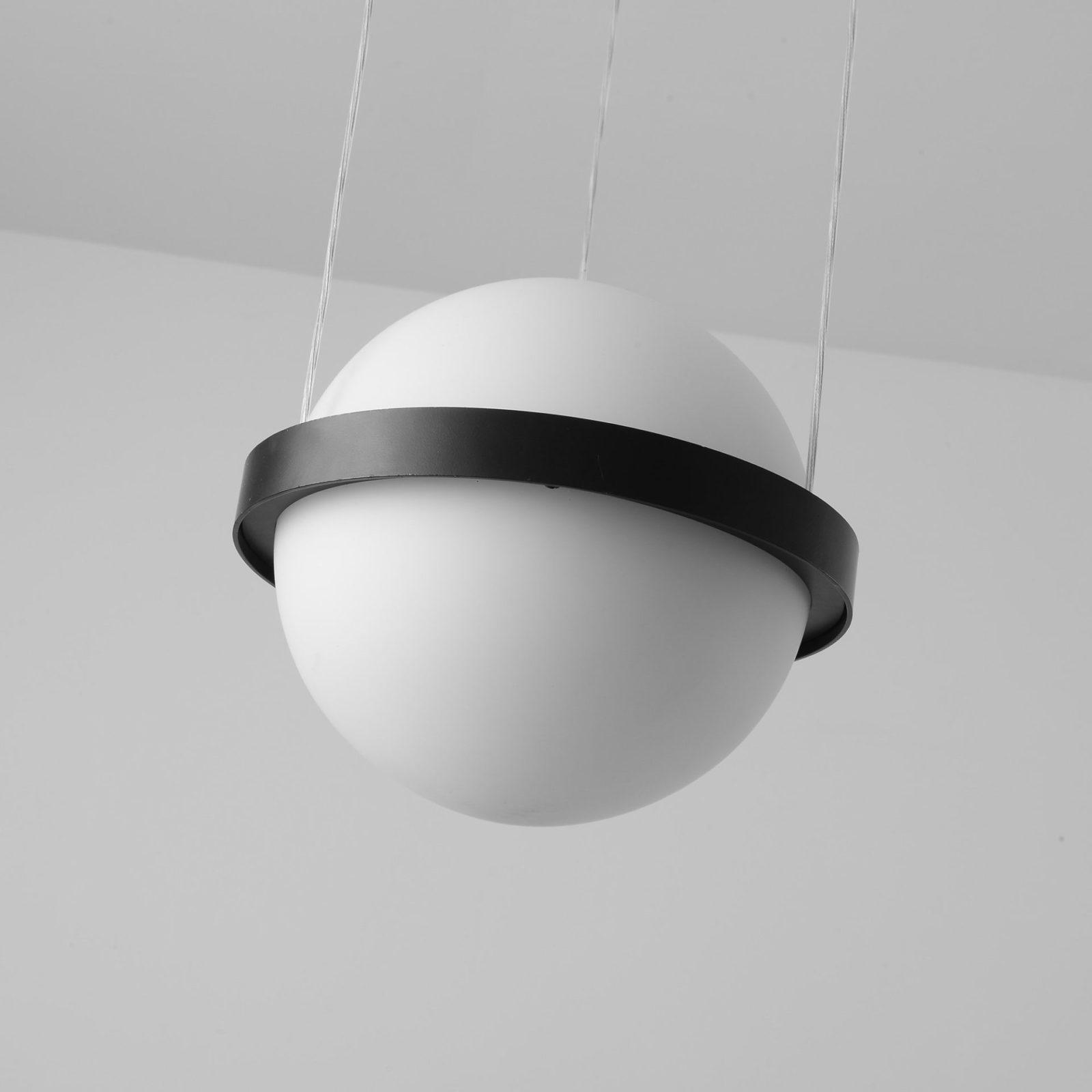 Spherical LED Hanging Fixture for Kitchen Island & Dining Area – Adjustable Height Black Metal Pendant with Dual-Tone Lighting, 8.7 in Acryl | Thomler