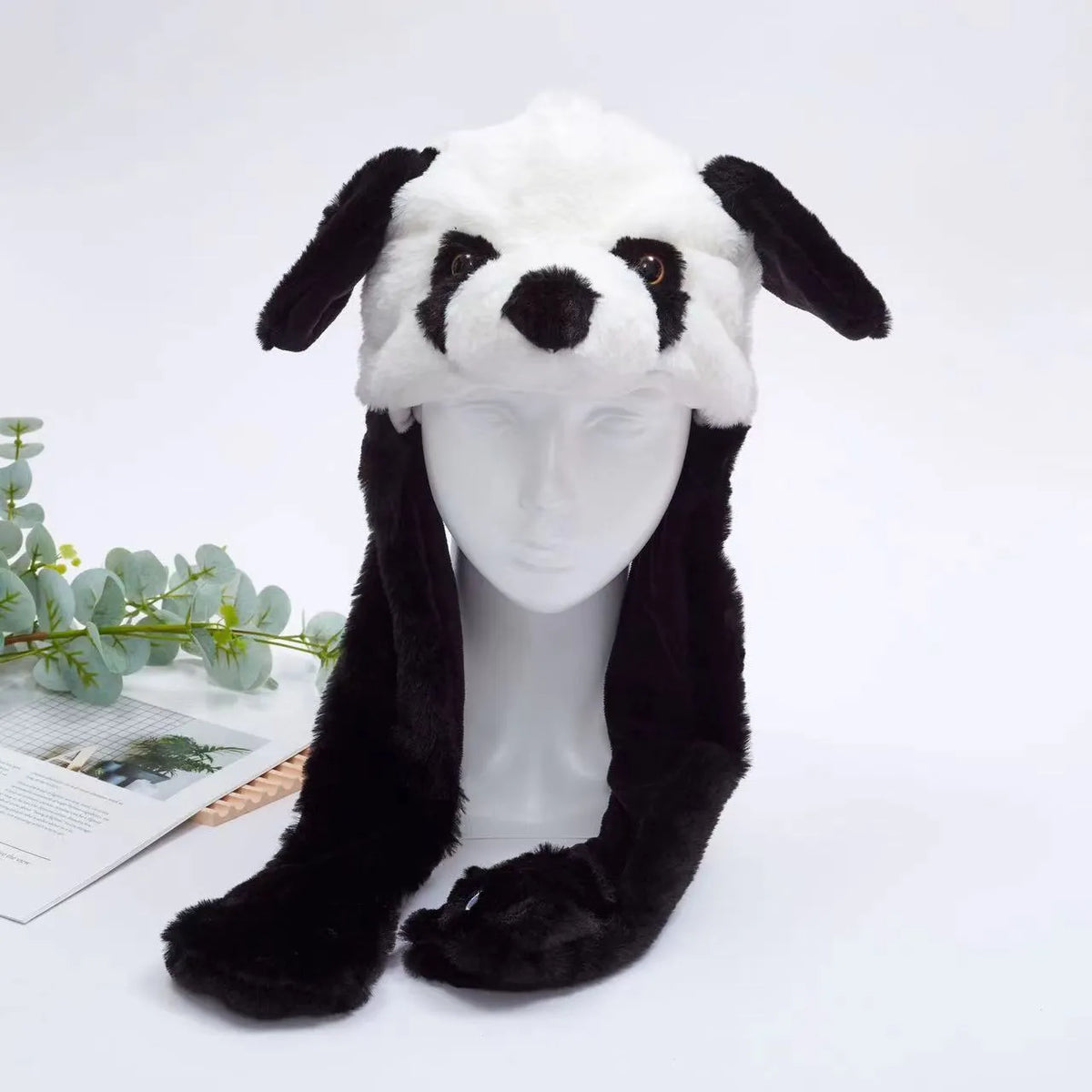 Plush Hat with Pop-Up Ears for Kids & Adults – Interactive Cosplay Beanie with Squeeze Paws | Fun Winter Accessory for Parties, Christmas | Thomler