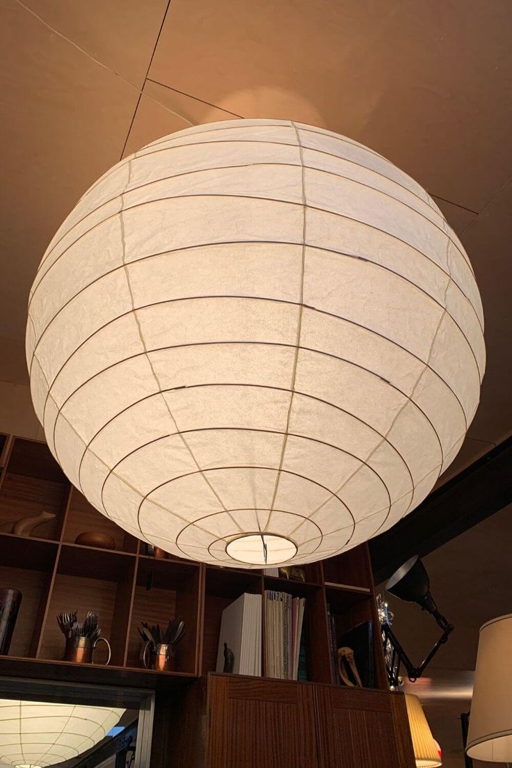 Sphere Paper Lantern Ceiling Light for Dining & Living Space – Asian-Inspired Hanging Fixture with E27 LED Bulb | Thomler