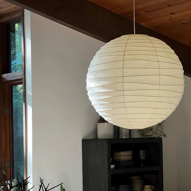 Sphere Paper Lantern Ceiling Light for Dining & Living Space – Asian-Inspired Hanging Fixture with E27 LED Bulb | Thomler