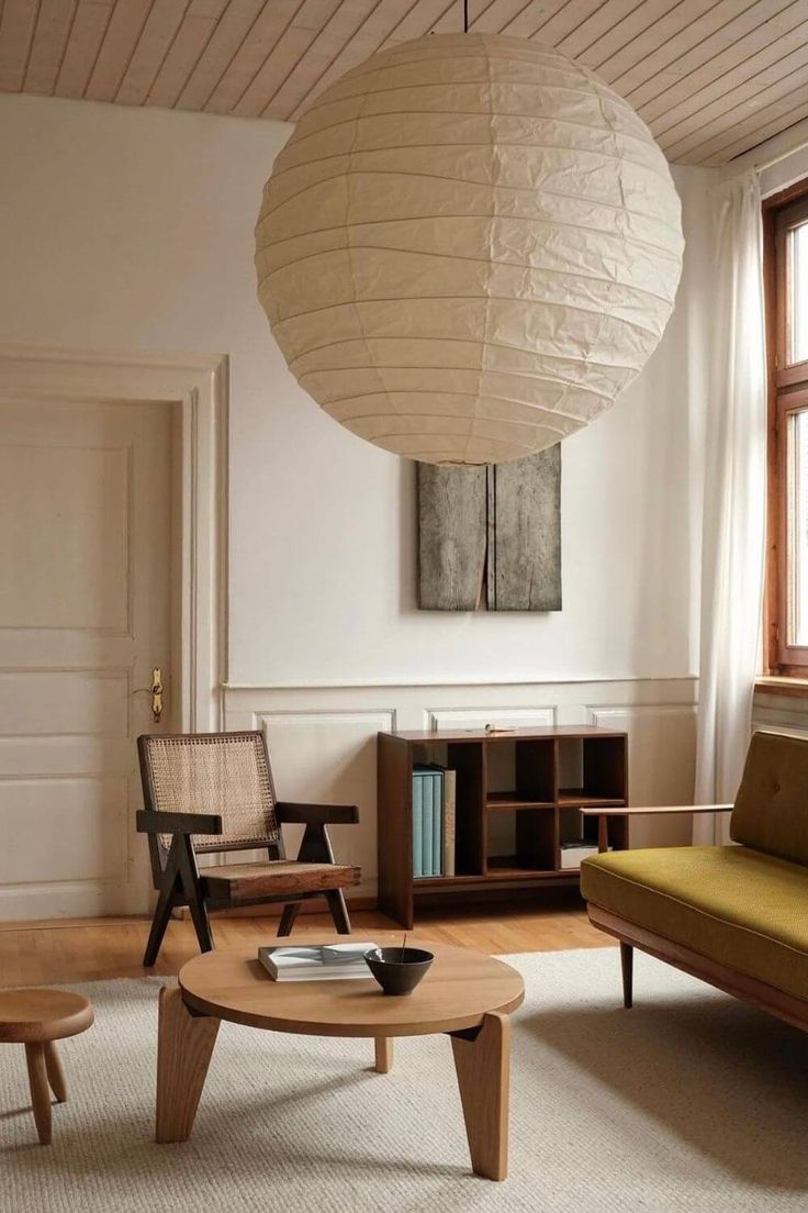 Sphere Paper Lantern Ceiling Light for Dining & Living Space – Asian-Inspired Hanging Fixture with E27 LED Bulb | Thomler