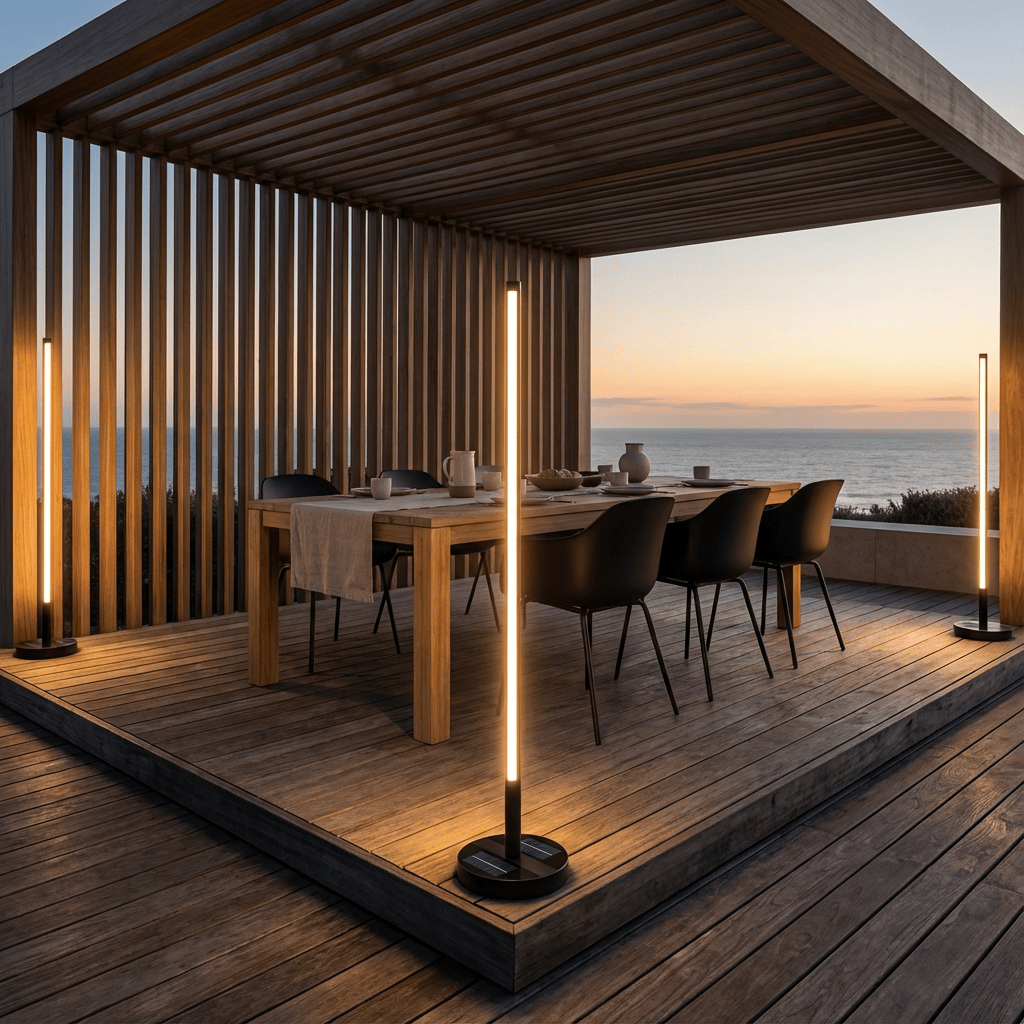 Solar-Powered Patio Floor Lamp with Wireless Charging for Outdoor Spaces | Thomler