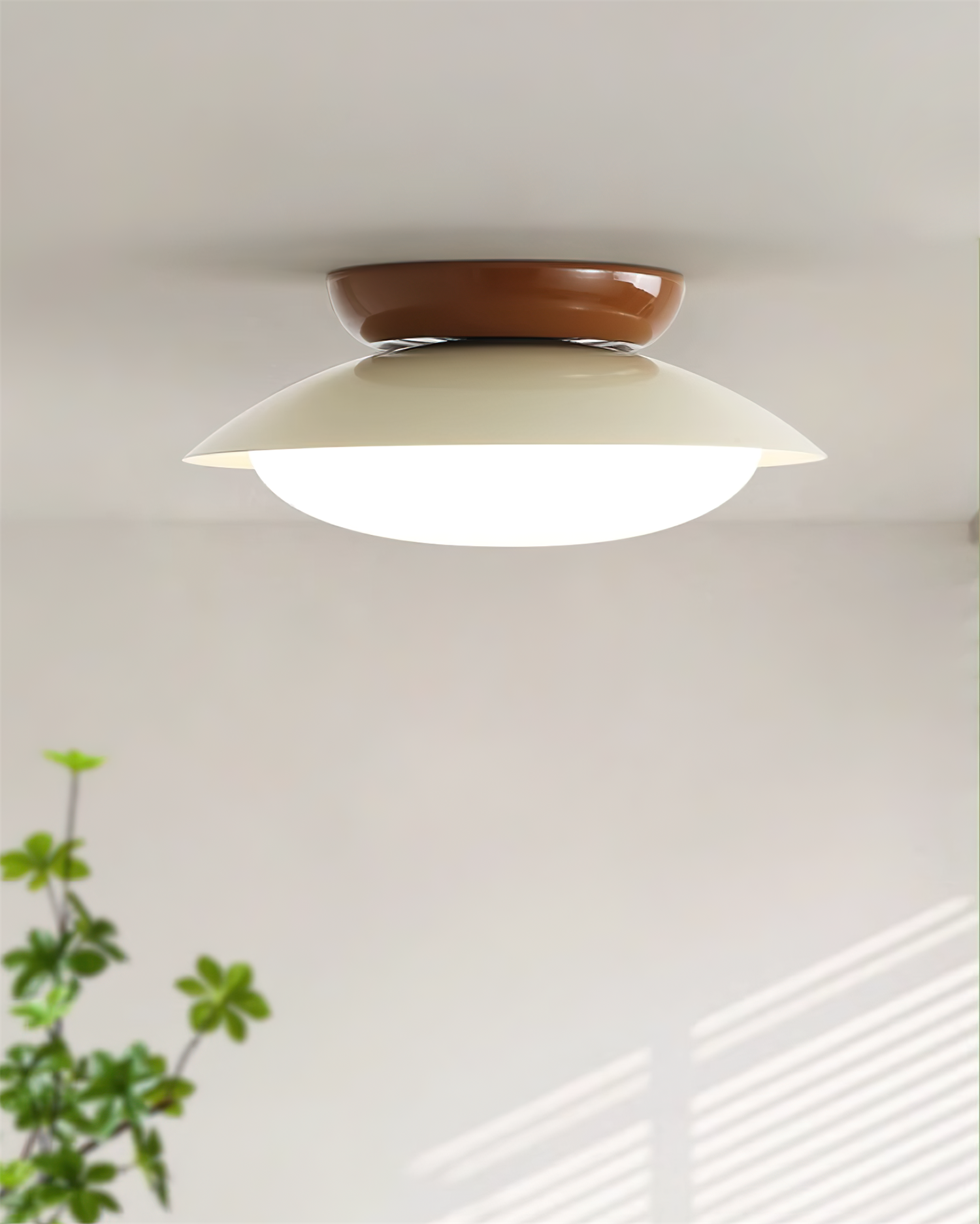 Ceiling Light Metal Dome 9.8 in LED Green Brown Bathroom Kitchen Flush Mount Fixture | Thomler