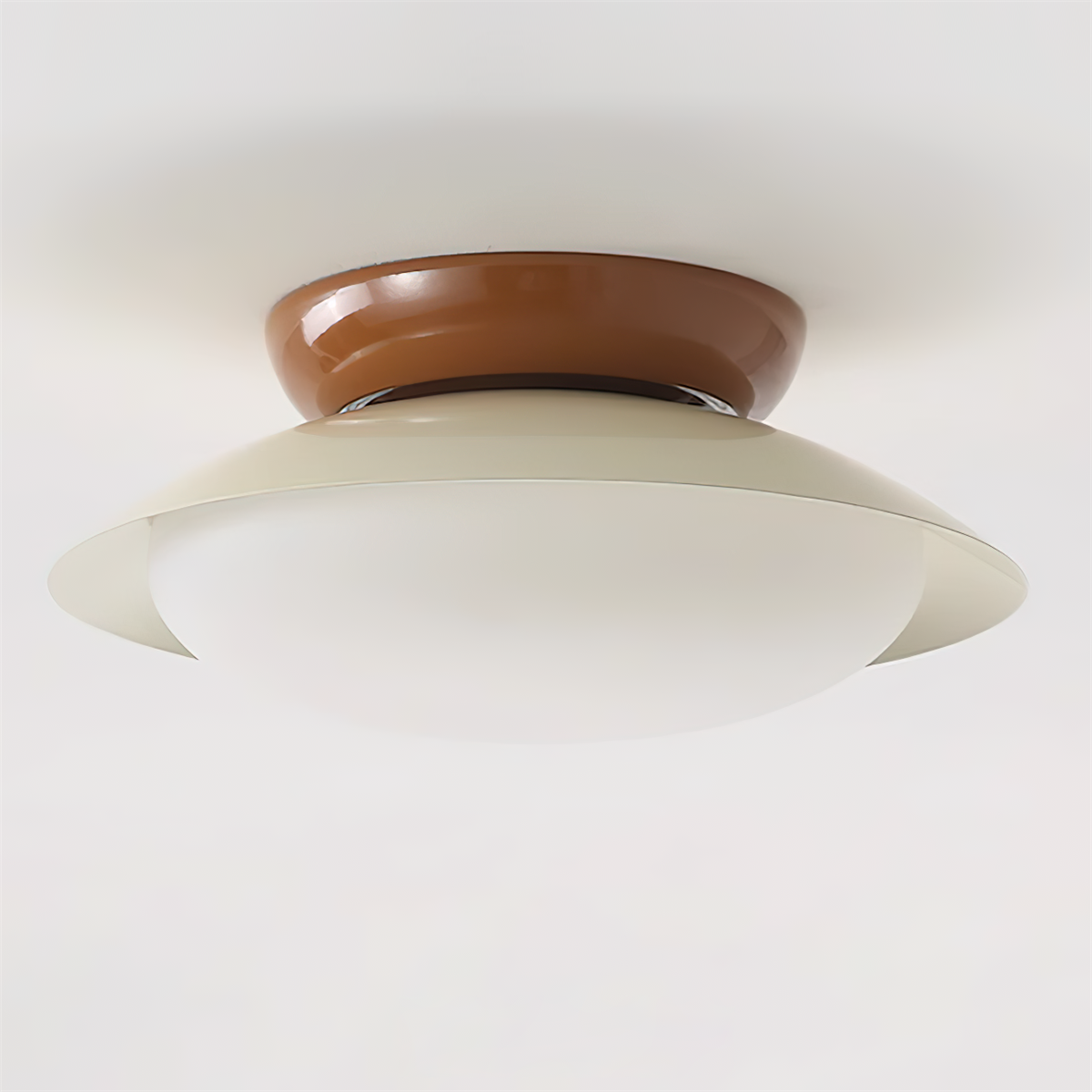 Ceiling Light Metal Dome 9.8 in LED Green Brown Bathroom Kitchen Flush Mount Fixture | Thomler