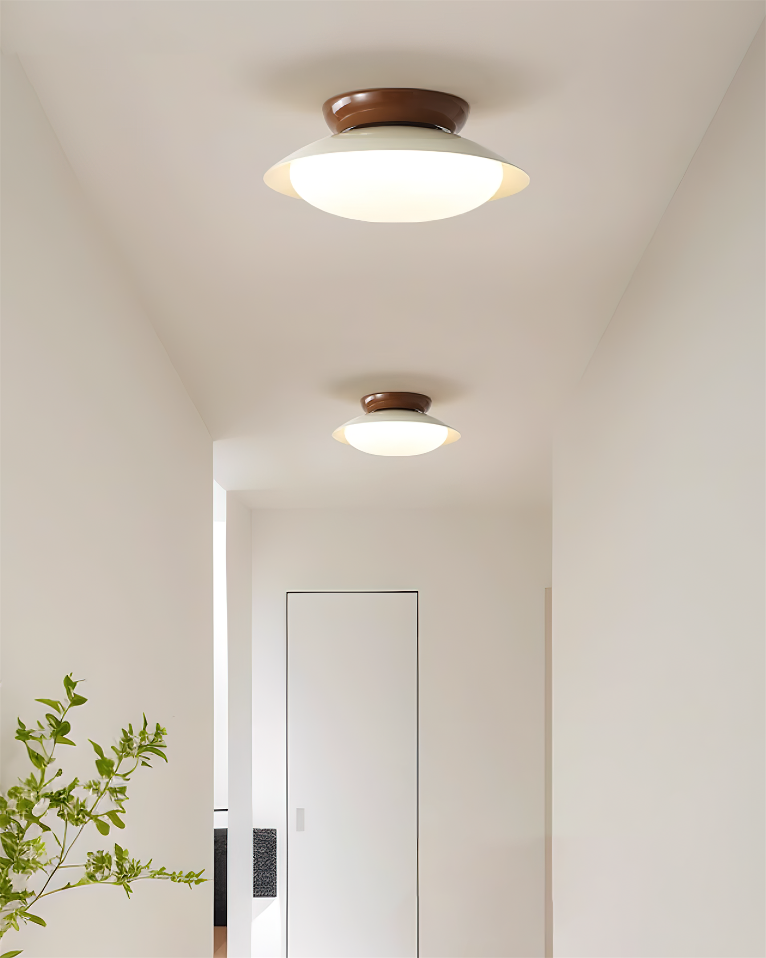 Ceiling Light Metal Dome 9.8 in LED Green Brown Bathroom Kitchen Flush Mount Fixture | Thomler