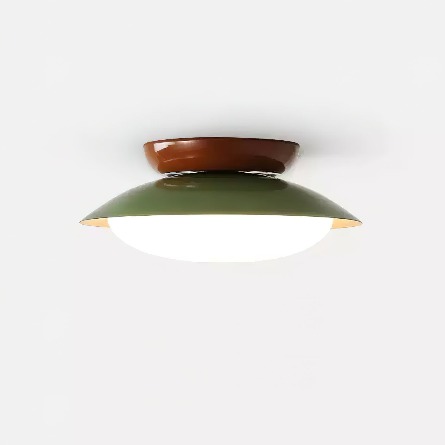 Ceiling Light Metal Dome 9.8 in LED Green Brown Bathroom Kitchen Flush Mount Fixture | Thomler