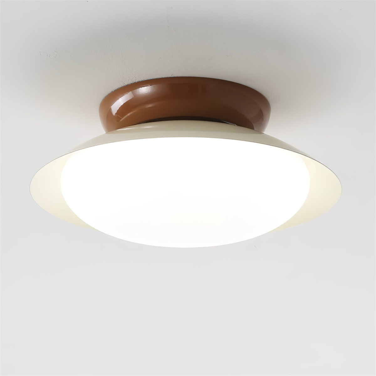 Ceiling Light Metal Dome 9.8 in LED Green Brown Bathroom Kitchen Flush Mount Fixture | Thomler