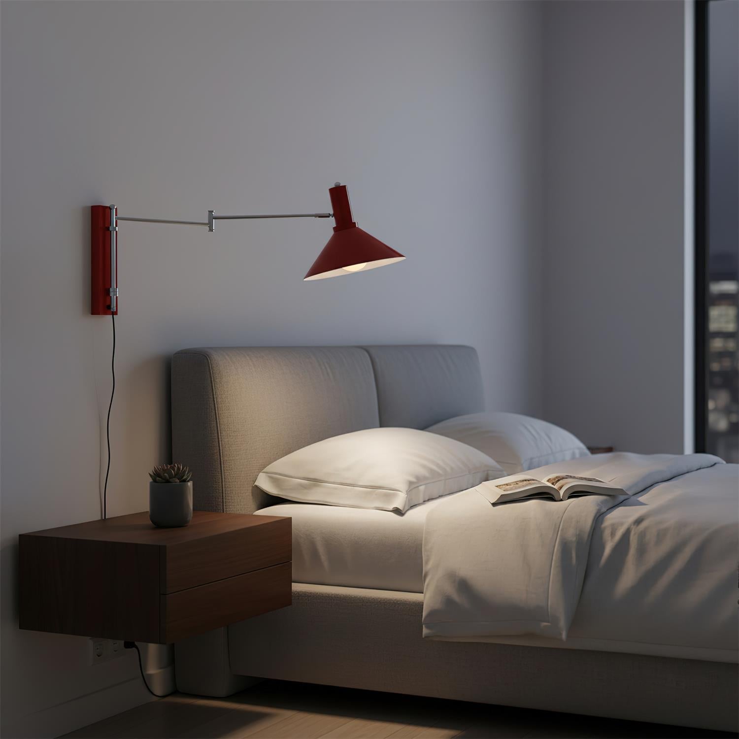 Wall Lamp Metal 9.8 in 360° Swivel Adjustable White Black Red Indoor Bathroom Bedroom Lighting | Thomler