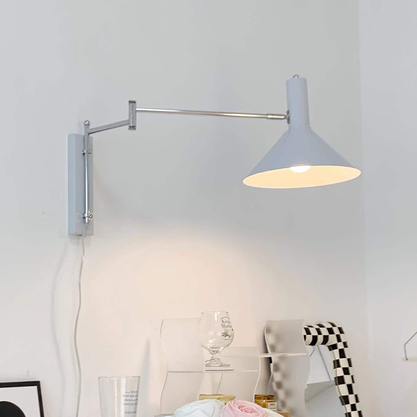 Wall Lamp Metal 9.8 in 360° Swivel Adjustable White Black Red Indoor Bathroom Bedroom Lighting | Thomler