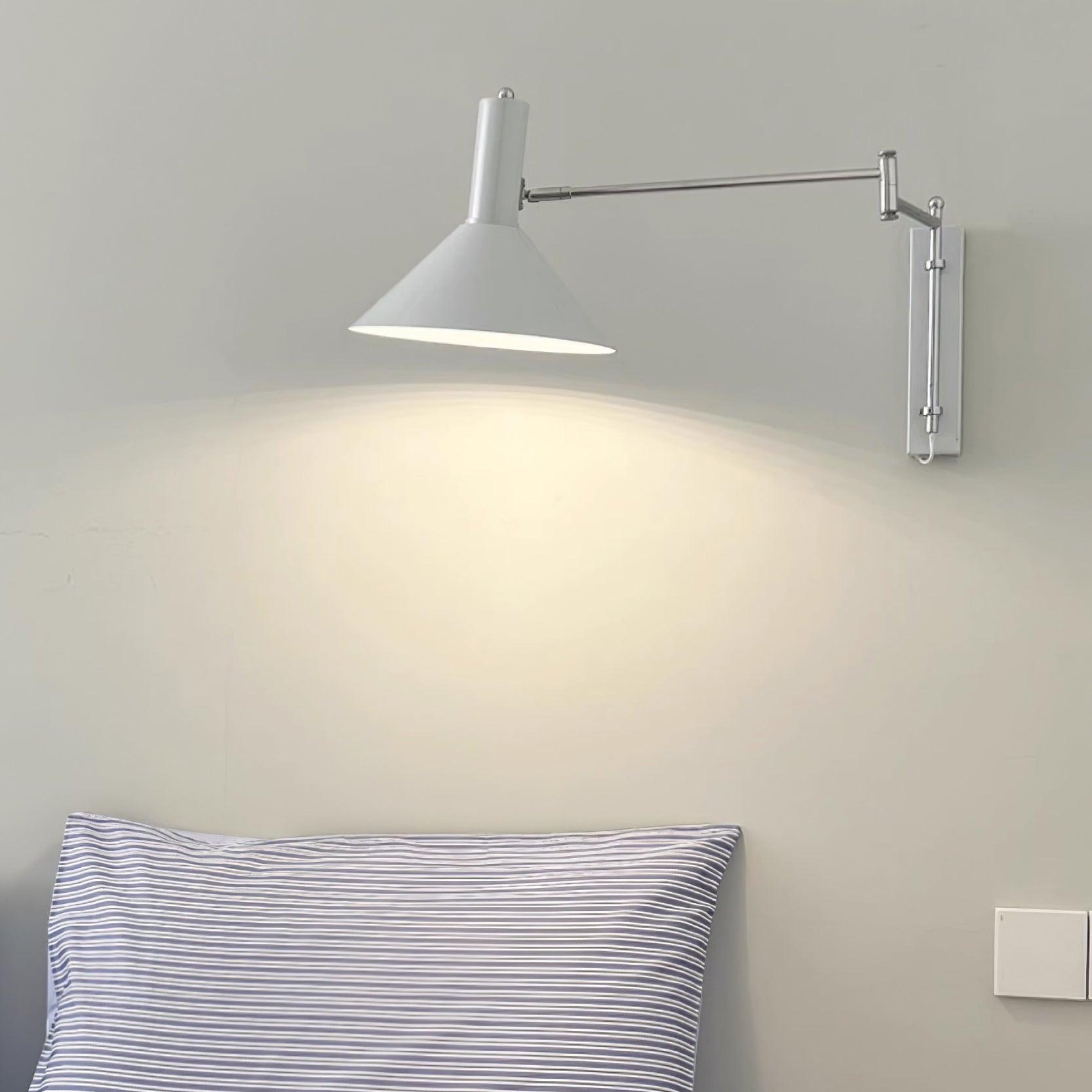 Wall Lamp Metal 9.8 in 360° Swivel Adjustable White Black Red Indoor Bathroom Bedroom Lighting | Thomler