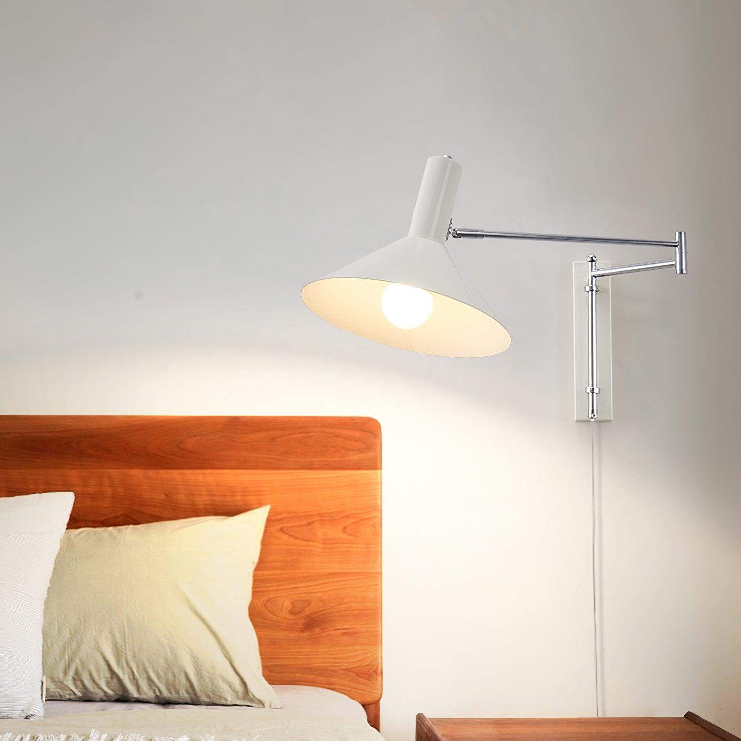Wall Lamp Metal 9.8 in 360° Swivel Adjustable White Black Red Indoor Bathroom Bedroom Lighting | Thomler