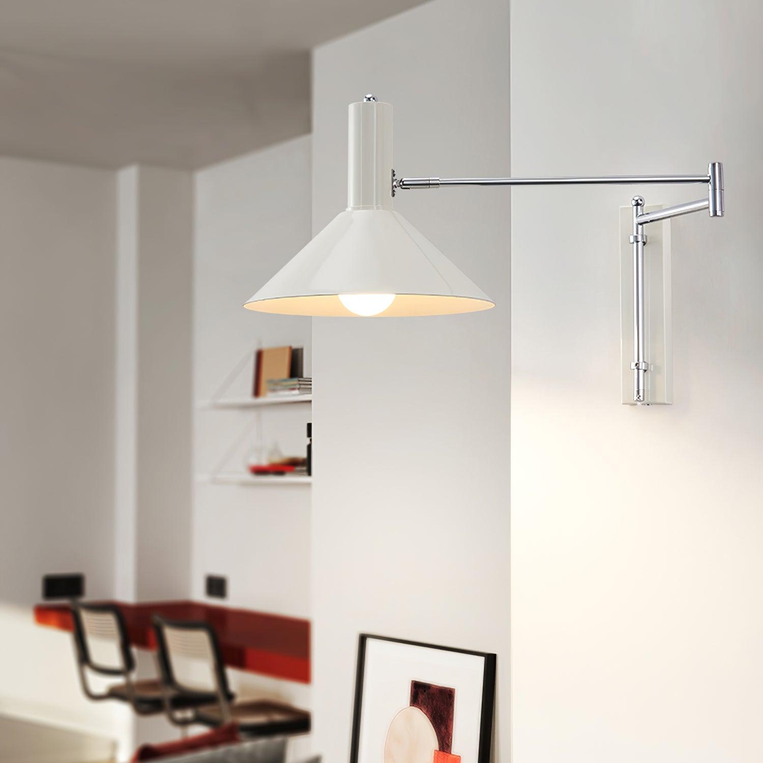 Wall Lamp Metal 9.8 in 360° Swivel Adjustable White Black Red Indoor Bathroom Bedroom Lighting | Thomler