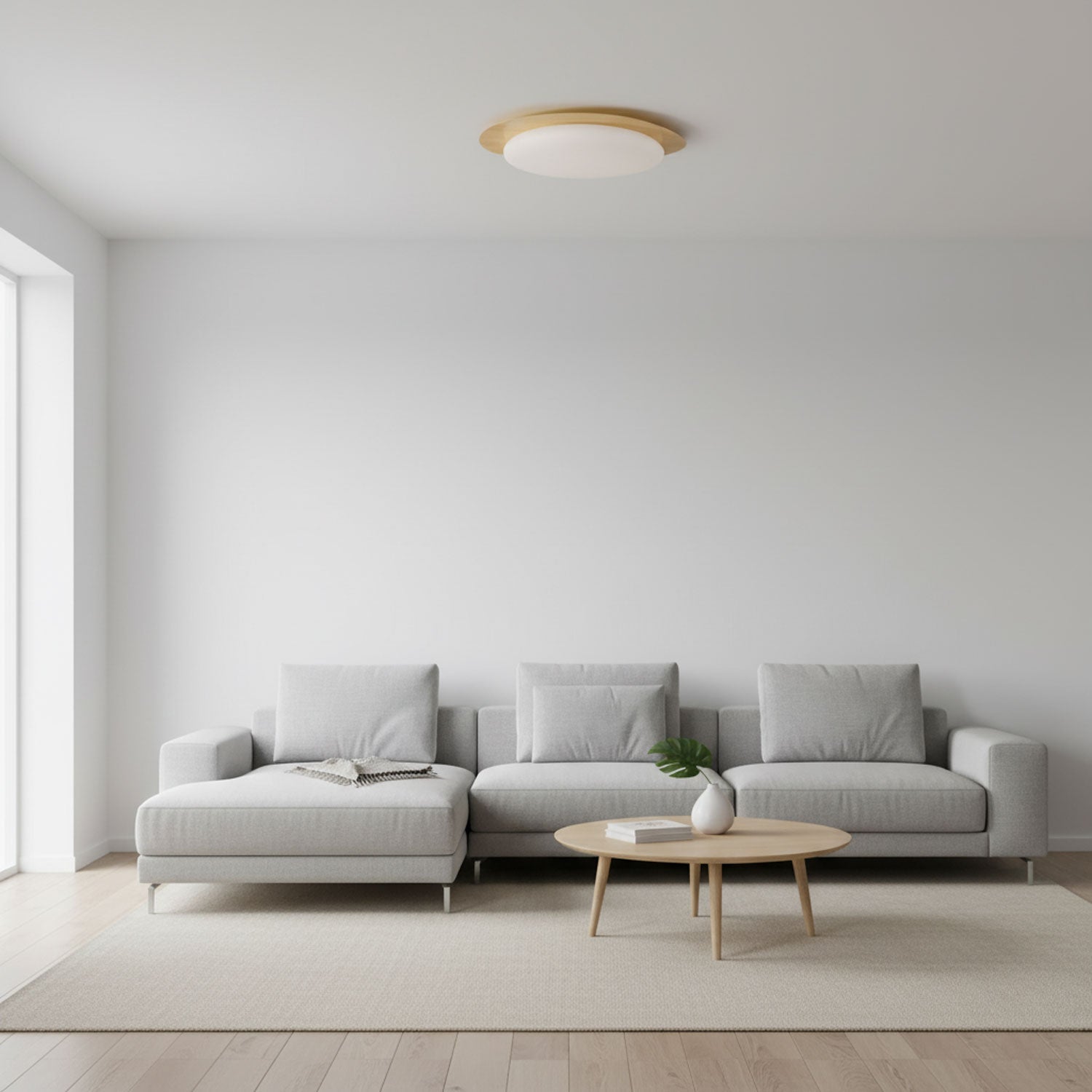 Pebble Ceiling Light 11.8 in 12W Walnut Grain Indoor Flush Mount LED | Modern Bedroom Living Room Dining Room Ceiling Fixture | Thomler