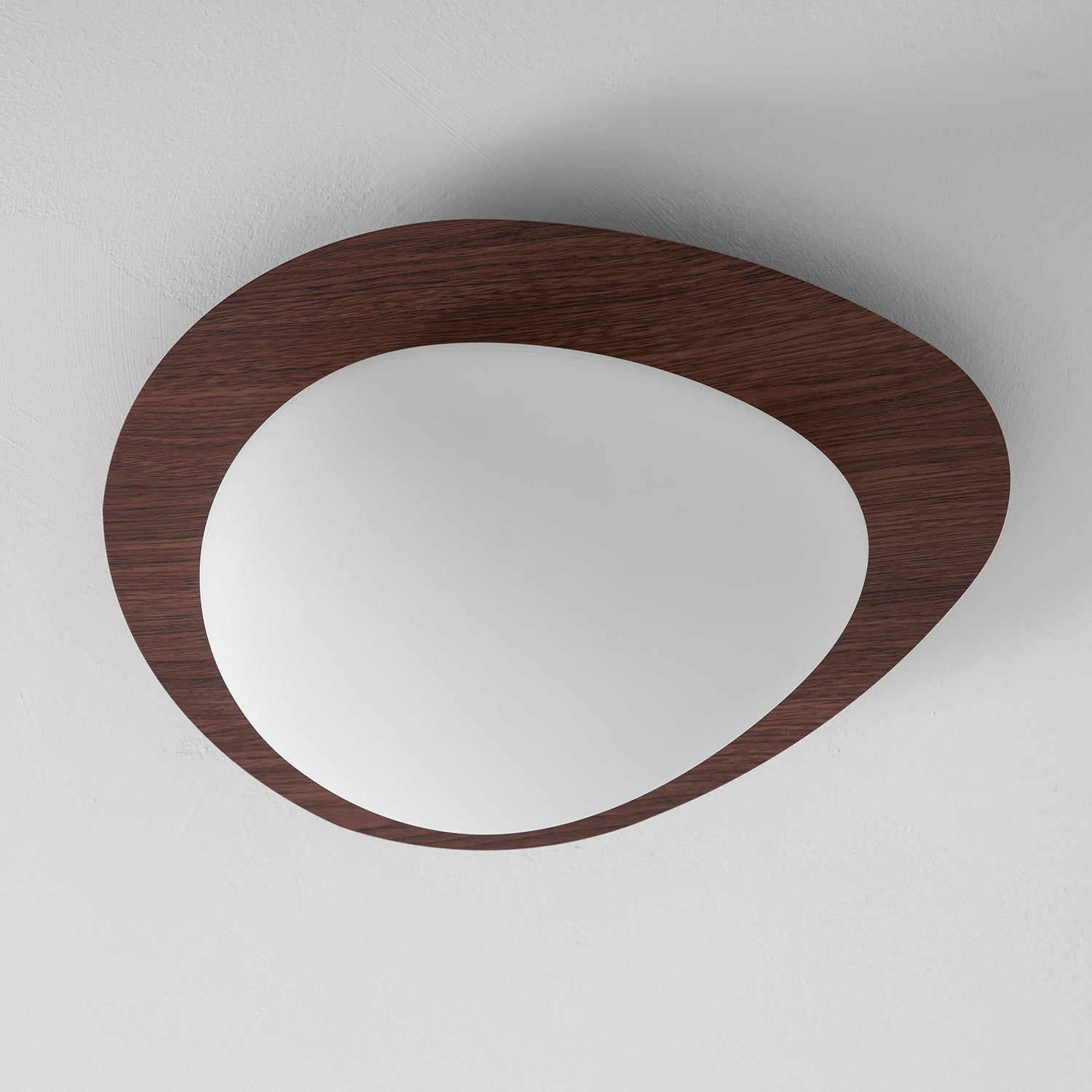 Pebble Ceiling Light 11.8 in 12W Walnut Grain Indoor Flush Mount LED | Modern Bedroom Living Room Dining Room Ceiling Fixture | Thomler