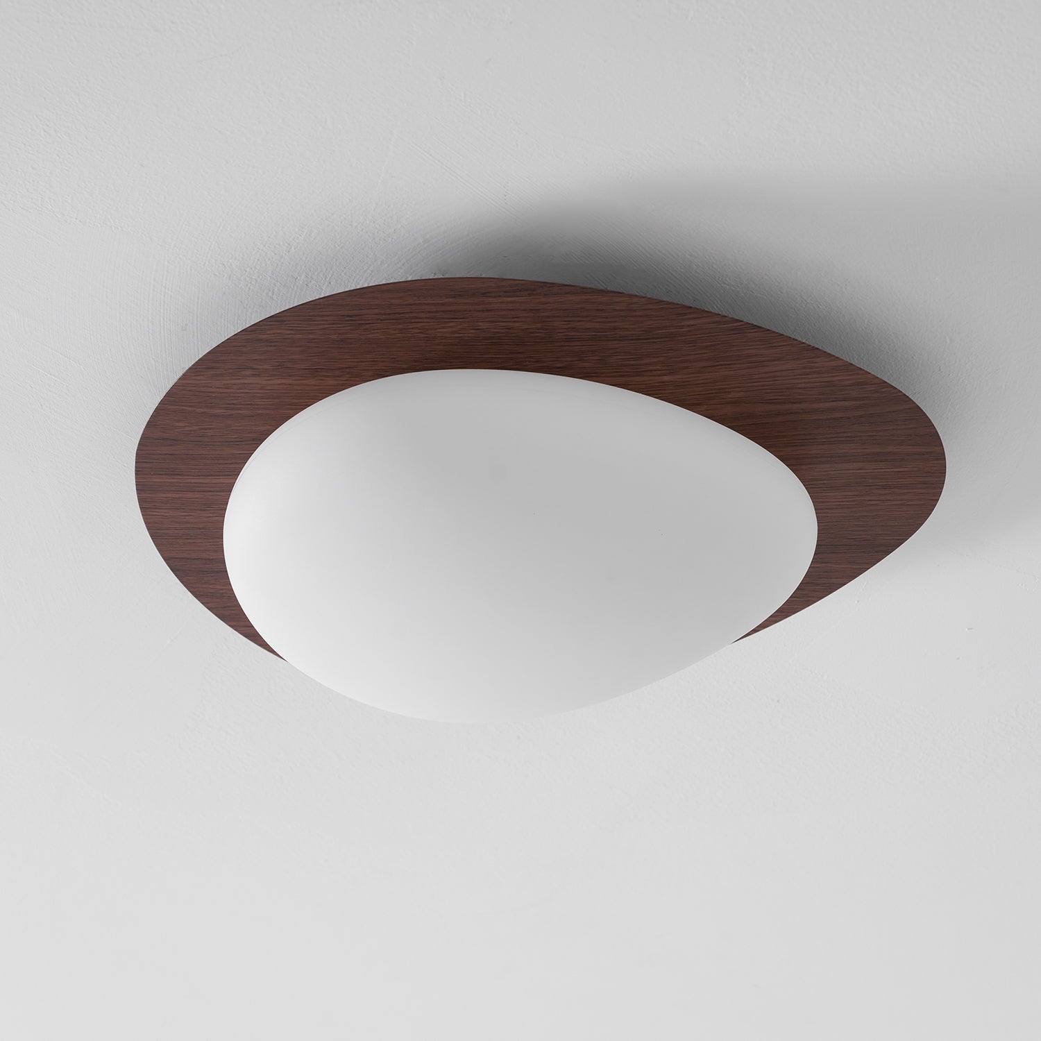 Pebble Ceiling Light 11.8 in 12W Walnut Grain Indoor Flush Mount LED | Modern Bedroom Living Room Dining Room Ceiling Fixture | Thomler