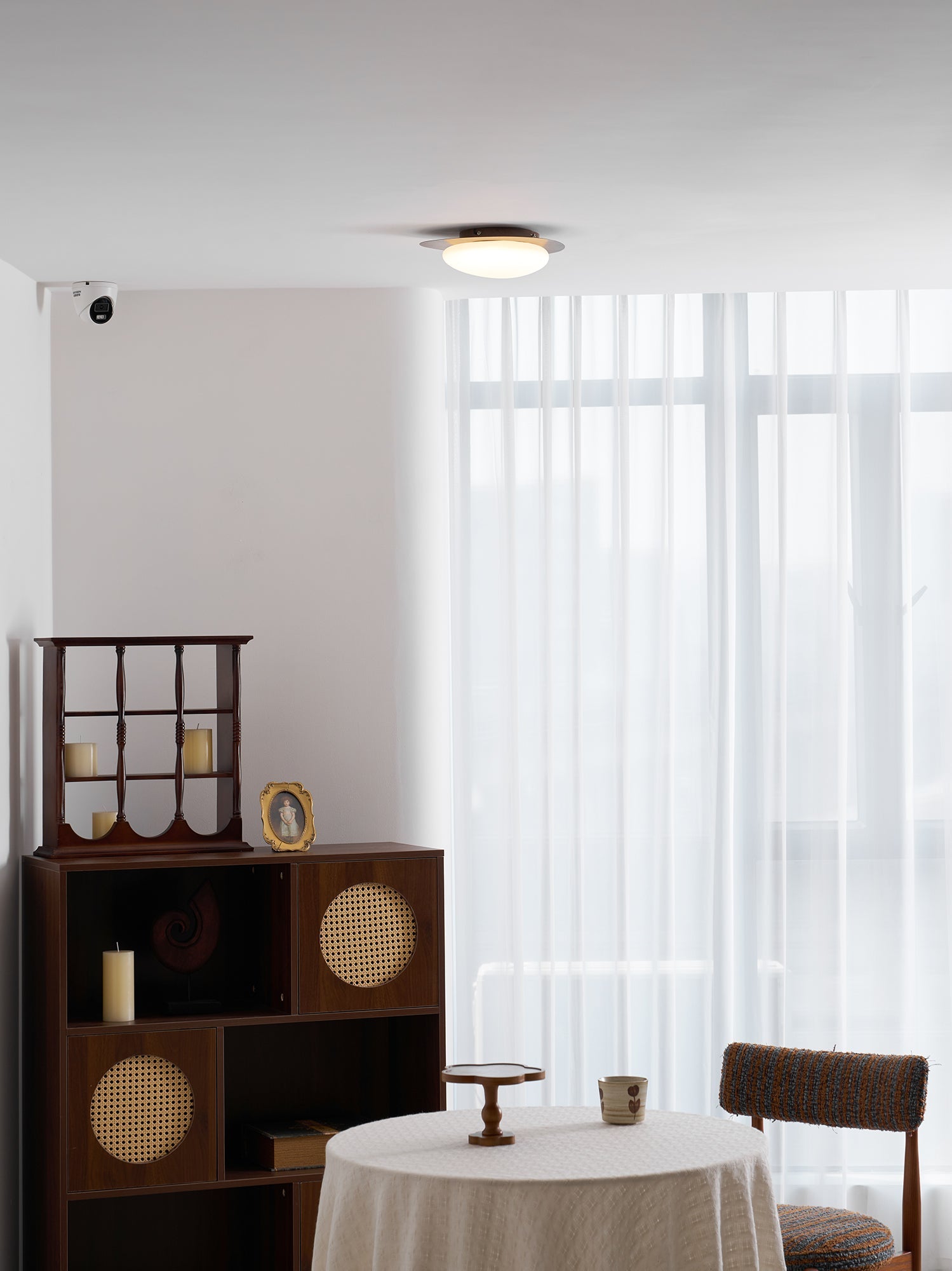 Pebble Ceiling Light 11.8 in 12W Walnut Grain Indoor Flush Mount LED | Modern Bedroom Living Room Dining Room Ceiling Fixture | Thomler