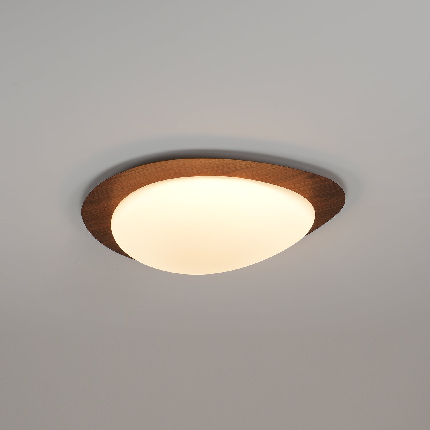 Pebble Ceiling Light 11.8 in 12W Walnut Grain Indoor Flush Mount LED | Modern Bedroom Living Room Dining Room Ceiling Fixture | Thomler