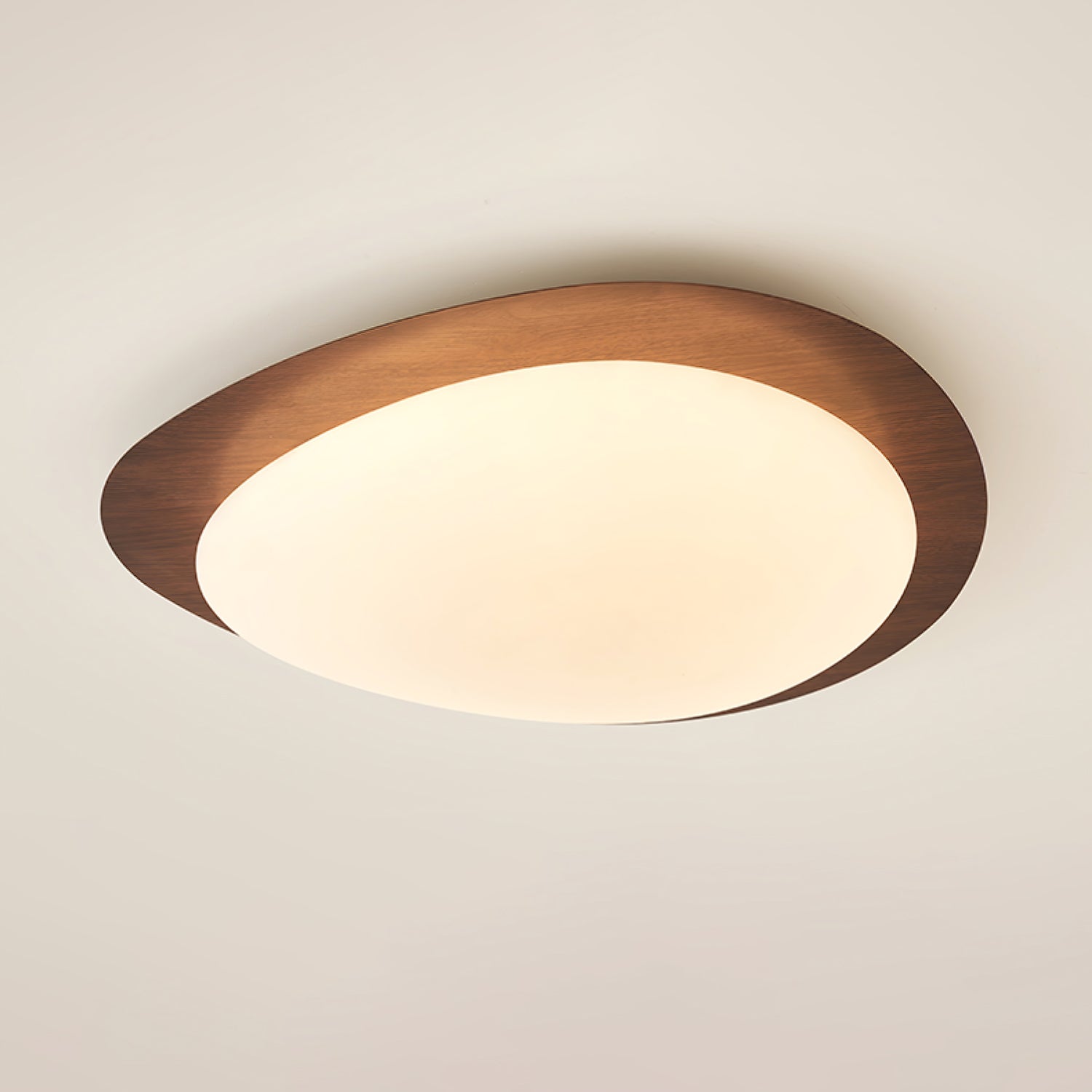 Pebble Ceiling Light 11.8 in 12W Walnut Grain Indoor Flush Mount LED | Modern Bedroom Living Room Dining Room Ceiling Fixture | Thomler