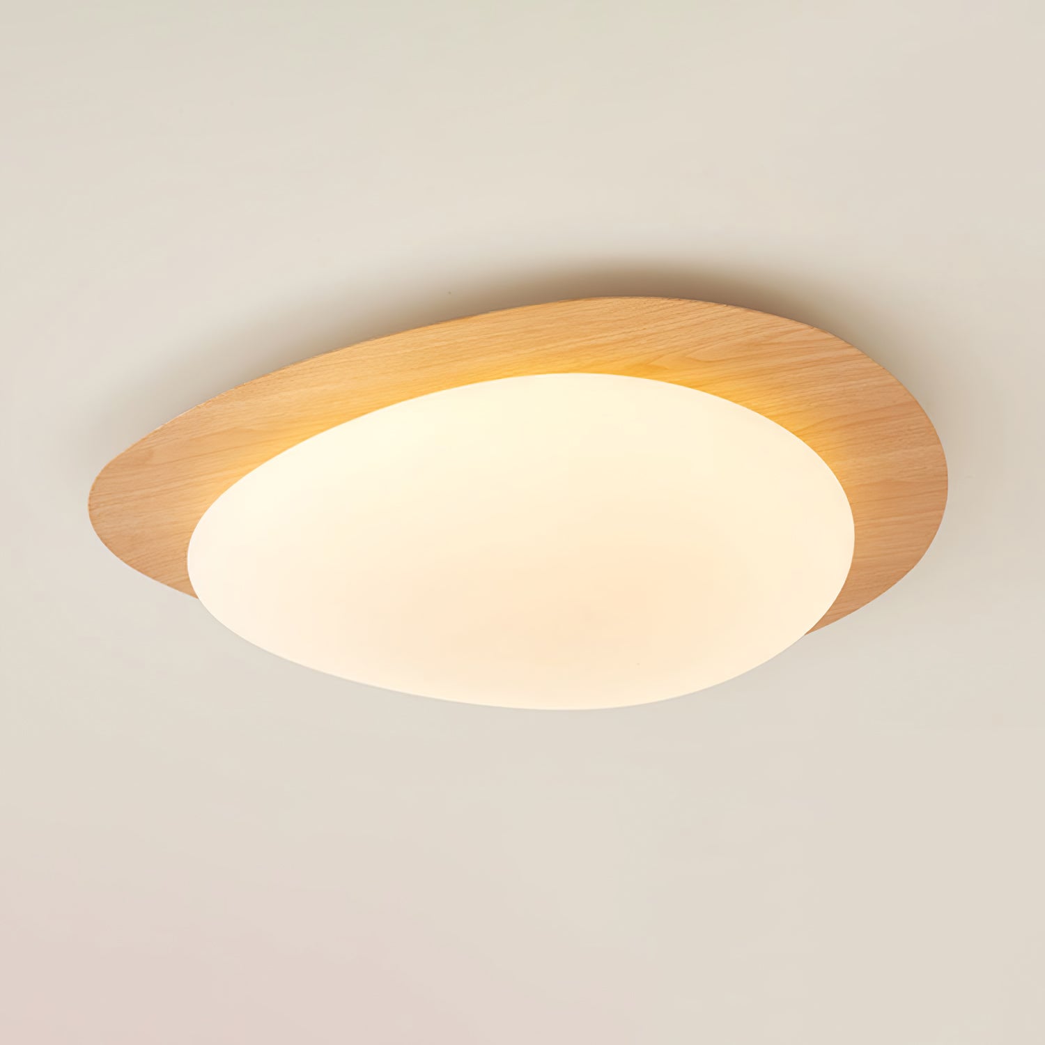 Pebble Ceiling Light 11.8 in 12W Walnut Grain Indoor Flush Mount LED | Modern Bedroom Living Room Dining Room Ceiling Fixture | Thomler