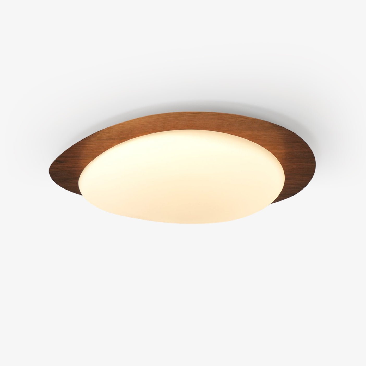 Pebble Ceiling Light 11.8 in 12W Walnut Grain Indoor Flush Mount LED | Modern Bedroom Living Room Dining Room Ceiling Fixture | Thomler