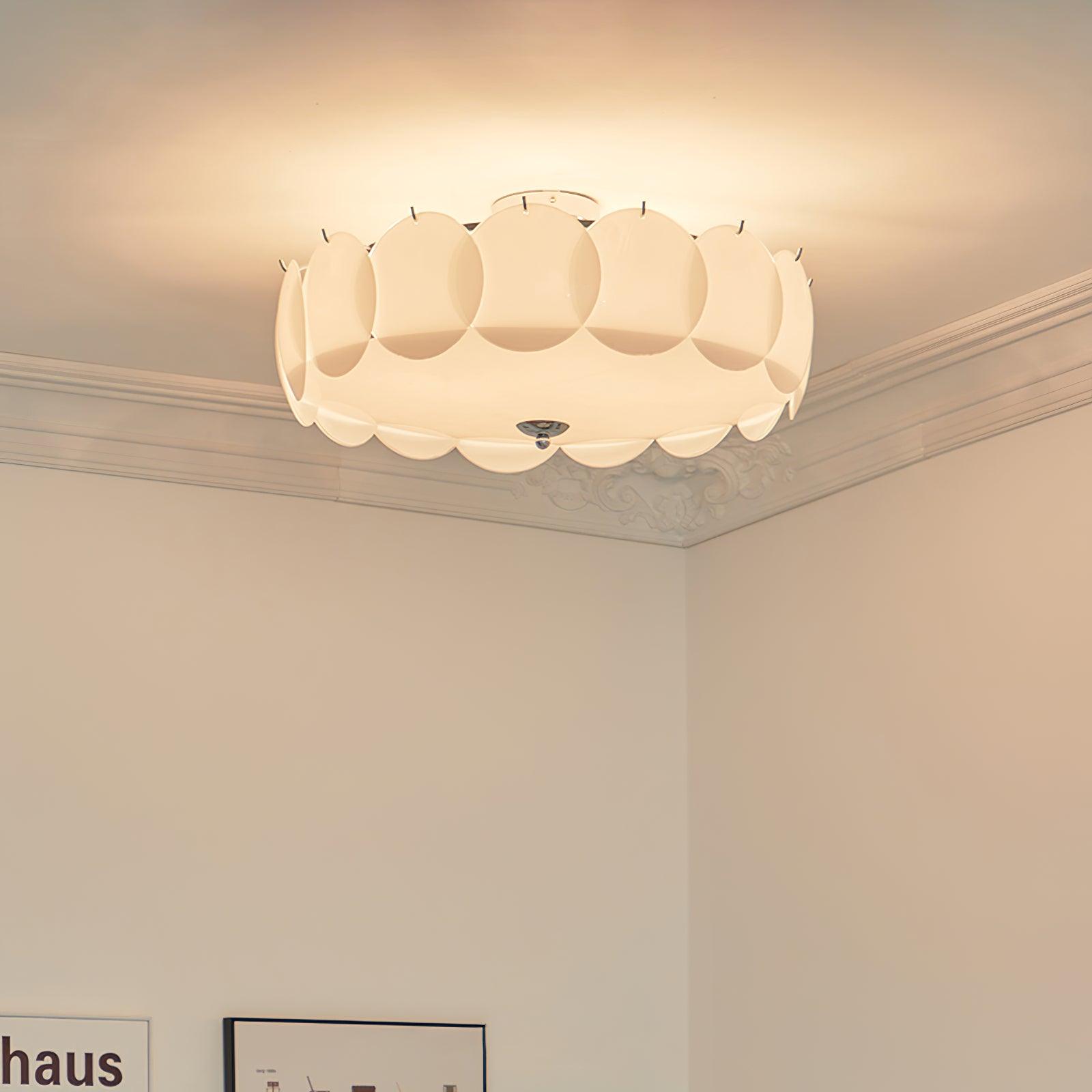 Ceiling Light Glass Disc Chandelier 60.0 cm Copper Dining Room Living Room Flush Mount Fixture | Thomler