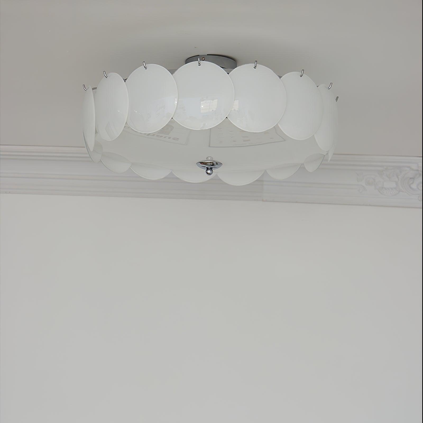 Ceiling Light Glass Disc Chandelier 60.0 cm Copper Dining Room Living Room Flush Mount Fixture | Thomler