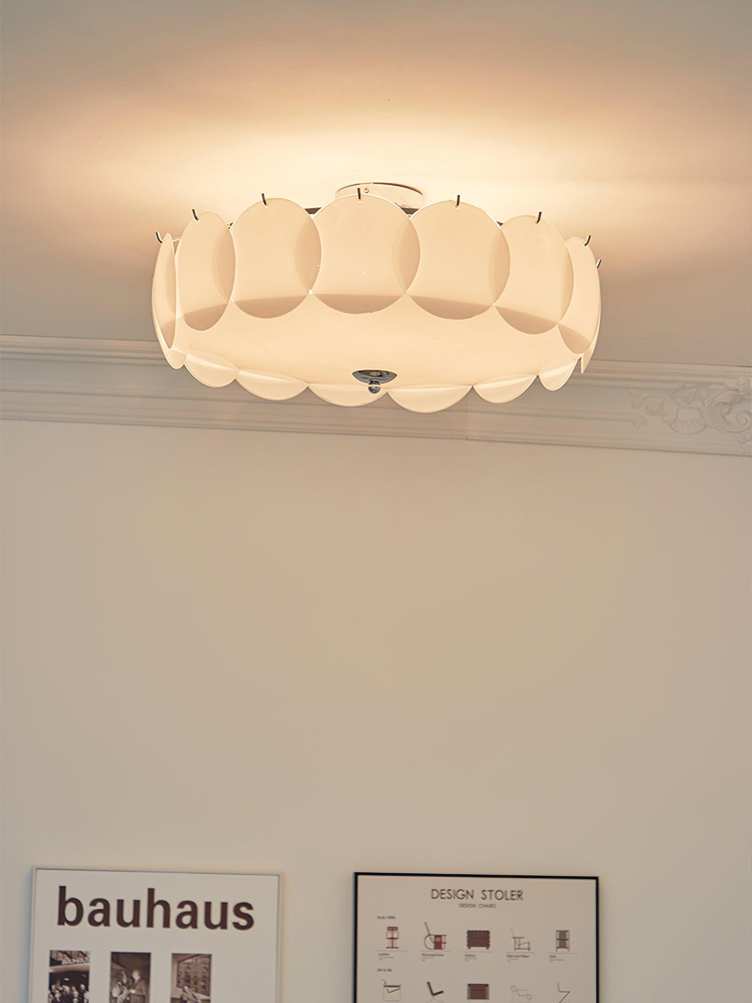 Ceiling Light Glass Disc Chandelier 60.0 cm Copper Dining Room Living Room Flush Mount Fixture | Thomler