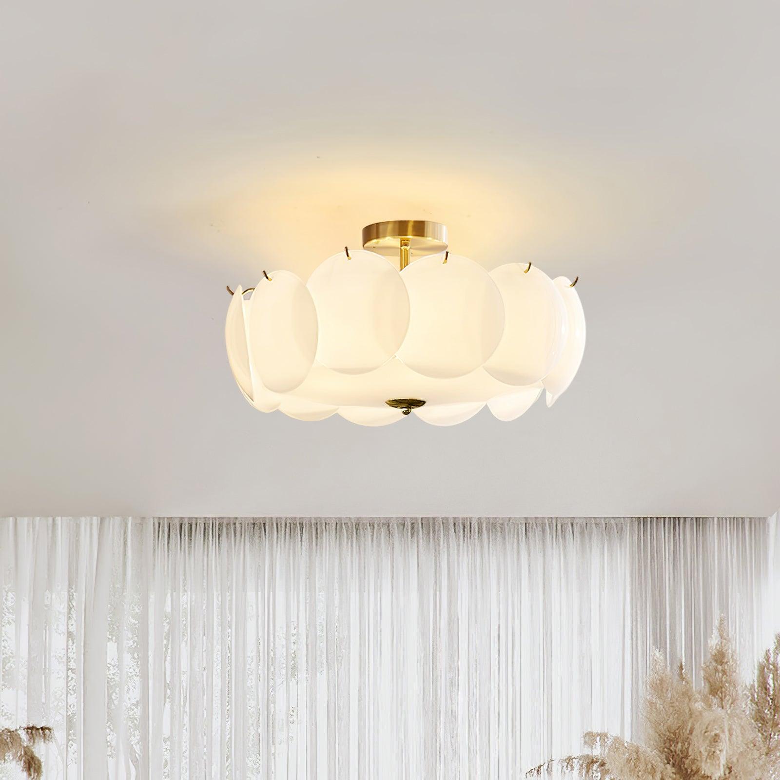 Ceiling Light Glass Disc Chandelier 60.0 cm Copper Dining Room Living Room Flush Mount Fixture | Thomler