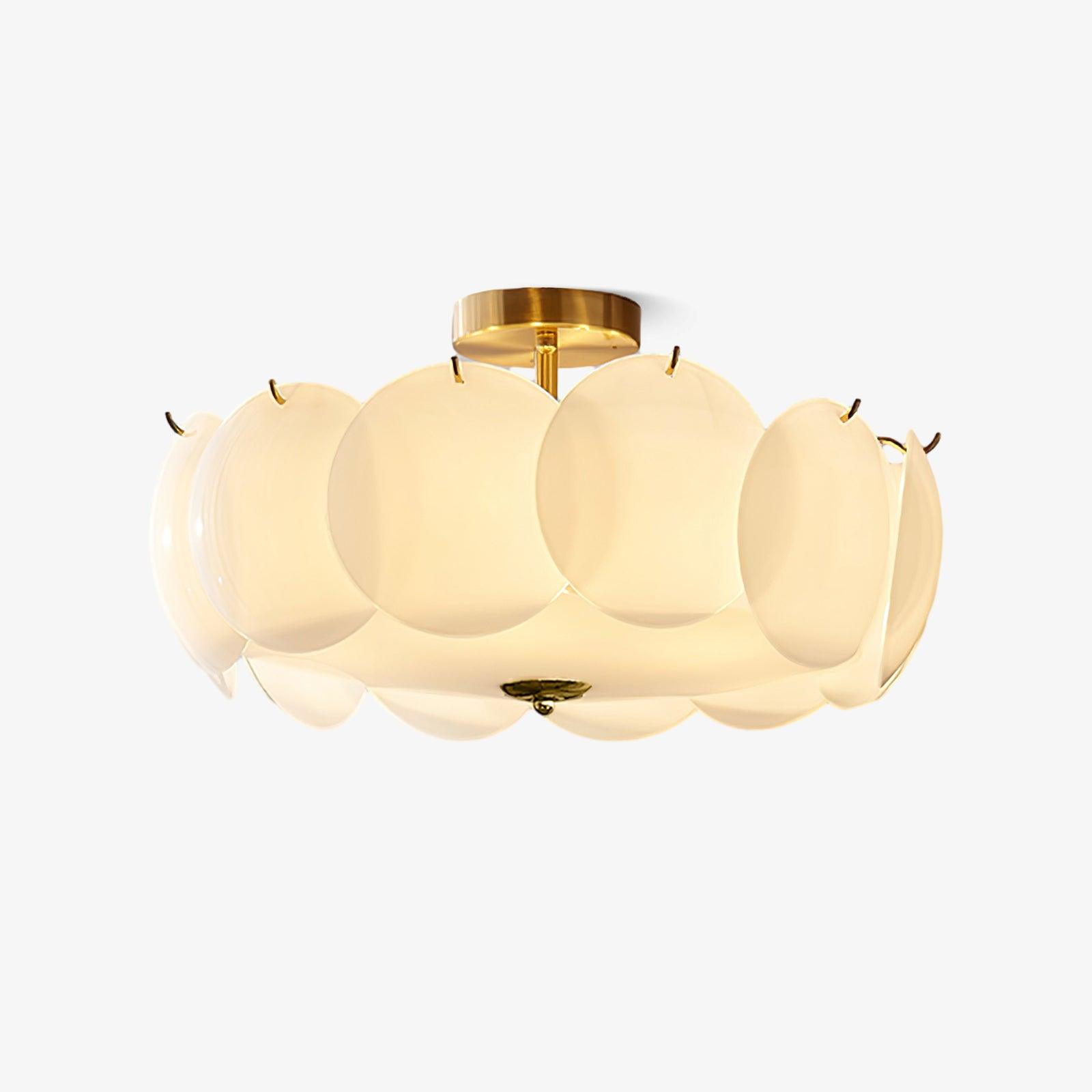 Ceiling Light Glass Disc Chandelier 60.0 cm Copper Dining Room Living Room Flush Mount Fixture | Thomler