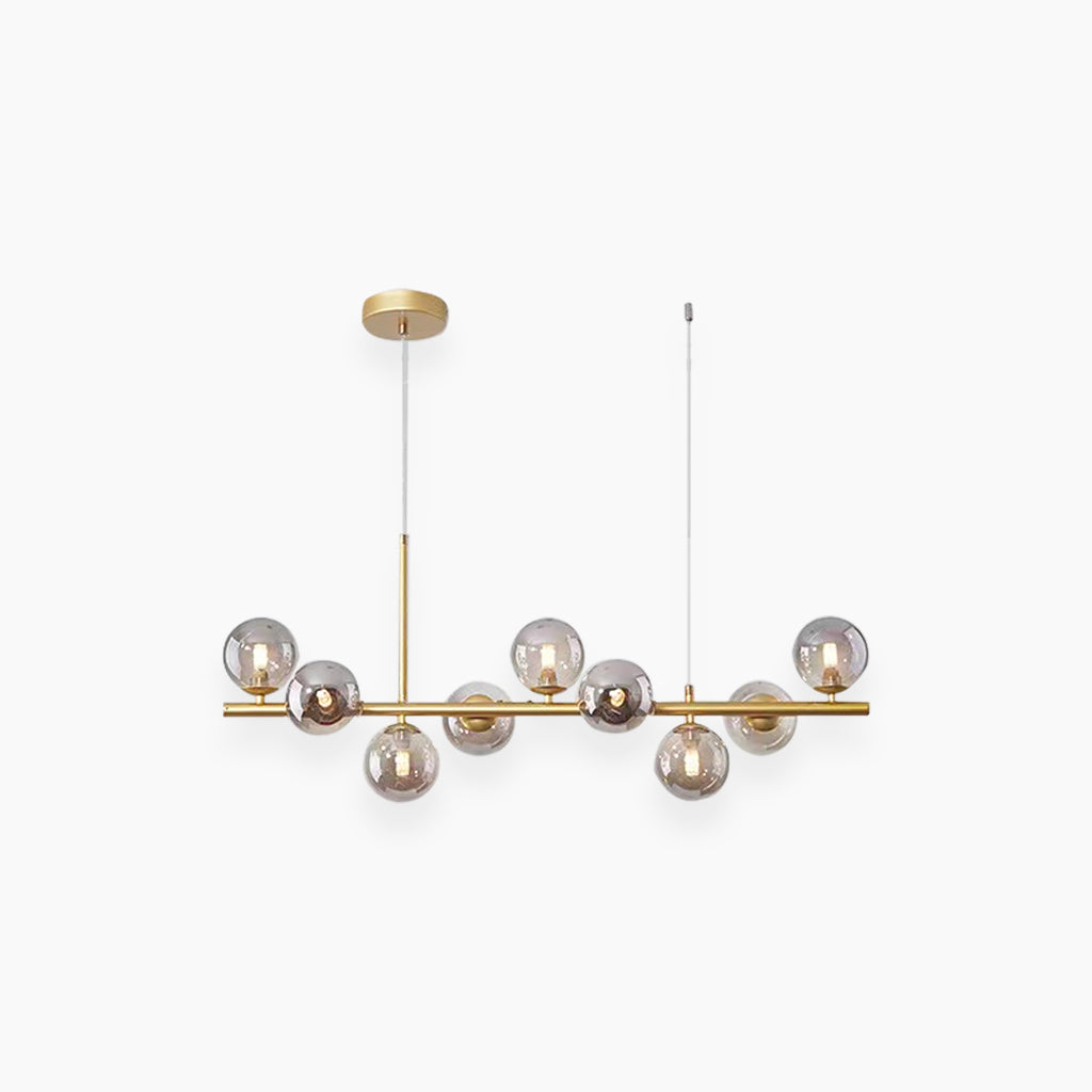 Chandelier Glass Globe 25.6 in 7-Light Gold Modern Living Room Dining Kitchen Pendant Light | Thomler