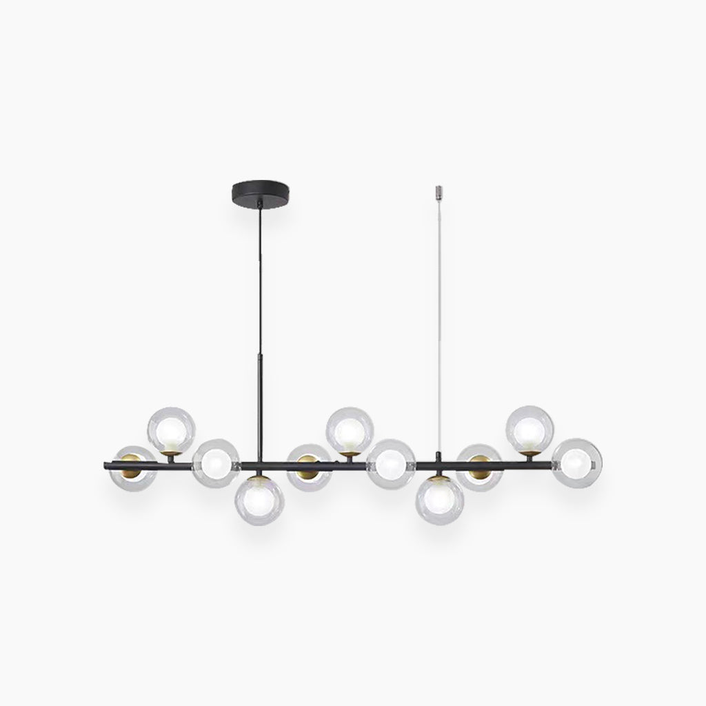 Chandelier Glass Globe 25.6 in 7-Light Gold Modern Living Room Dining Kitchen Pendant Light | Thomler