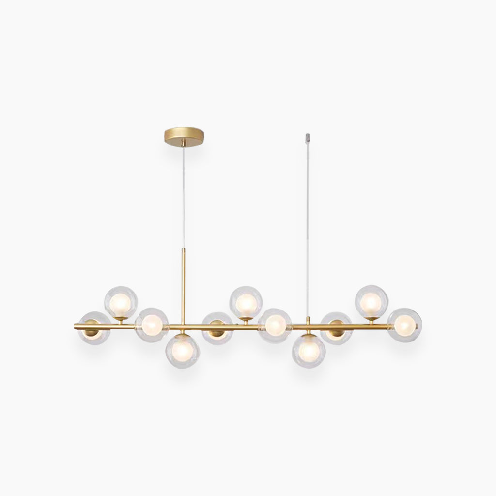 Chandelier Glass Globe 25.6 in 7-Light Gold Modern Living Room Dining Kitchen Pendant Light | Thomler