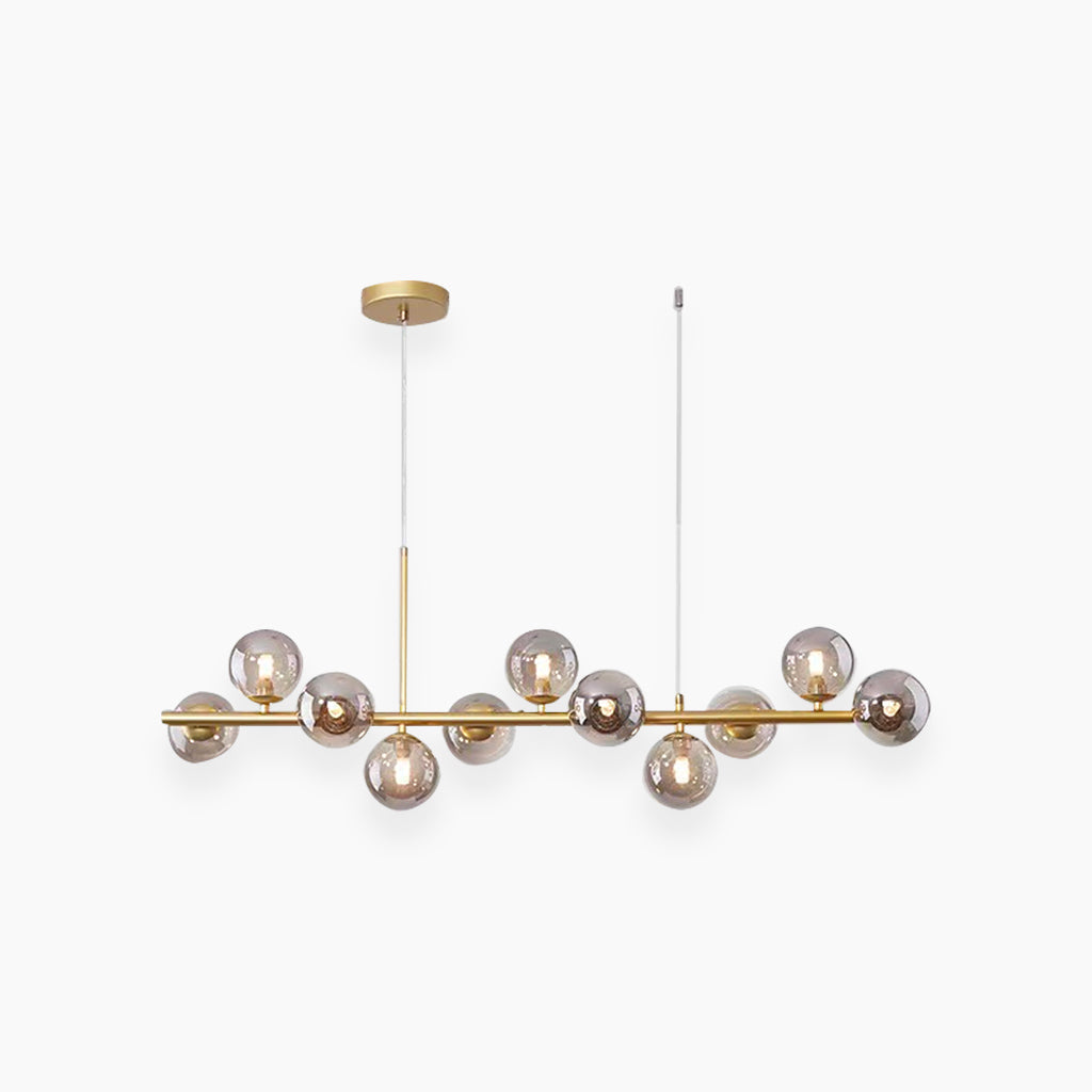 Chandelier Glass Globe 25.6 in 7-Light Gold Modern Living Room Dining Kitchen Pendant Light | Thomler