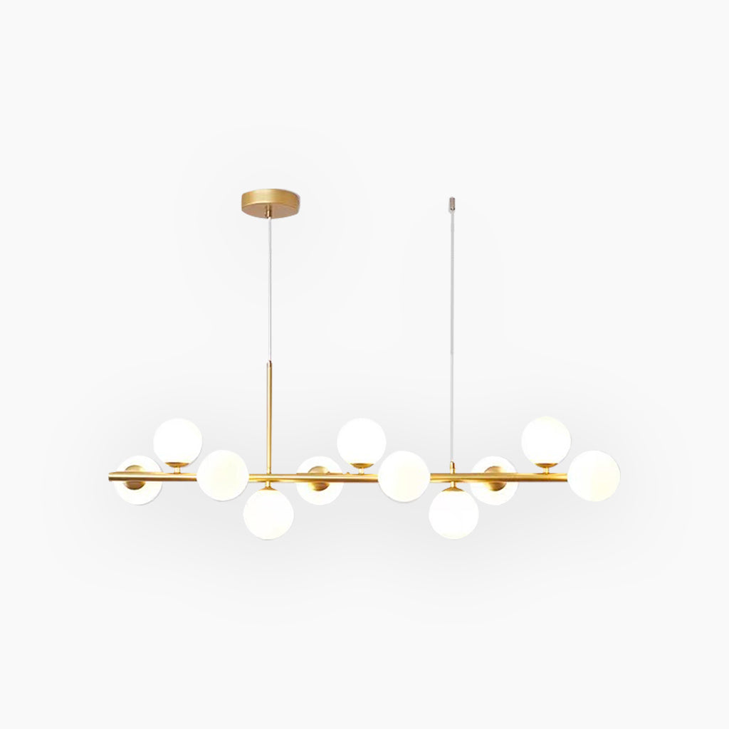 Chandelier Glass Globe 25.6 in 7-Light Gold Modern Living Room Dining Kitchen Pendant Light | Thomler
