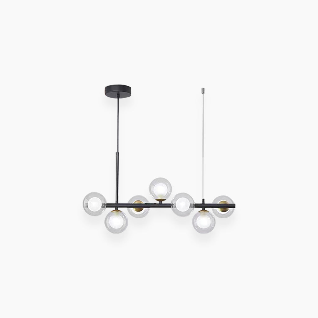 Chandelier Glass Globe 25.6 in 7-Light Gold Modern Living Room Dining Kitchen Pendant Light | Thomler