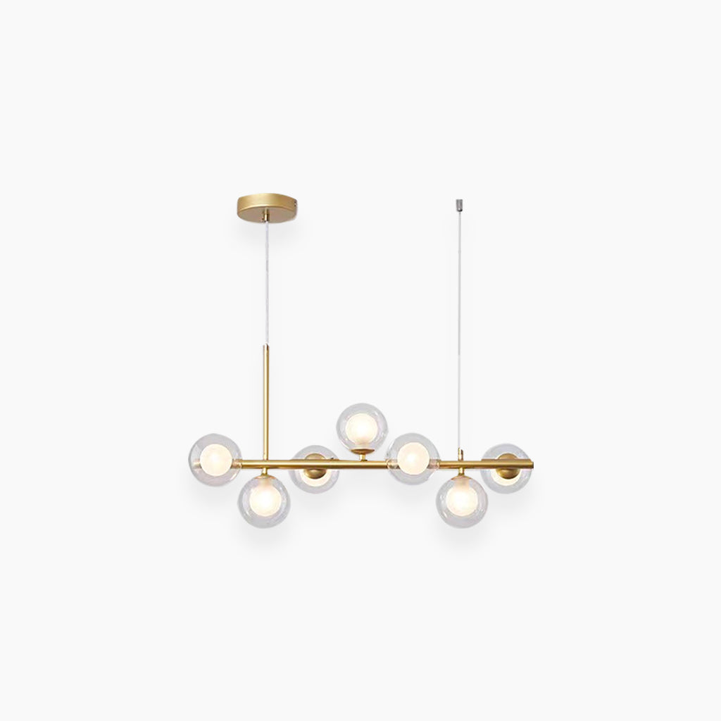 Chandelier Glass Globe 25.6 in 7-Light Gold Modern Living Room Dining Kitchen Pendant Light | Thomler