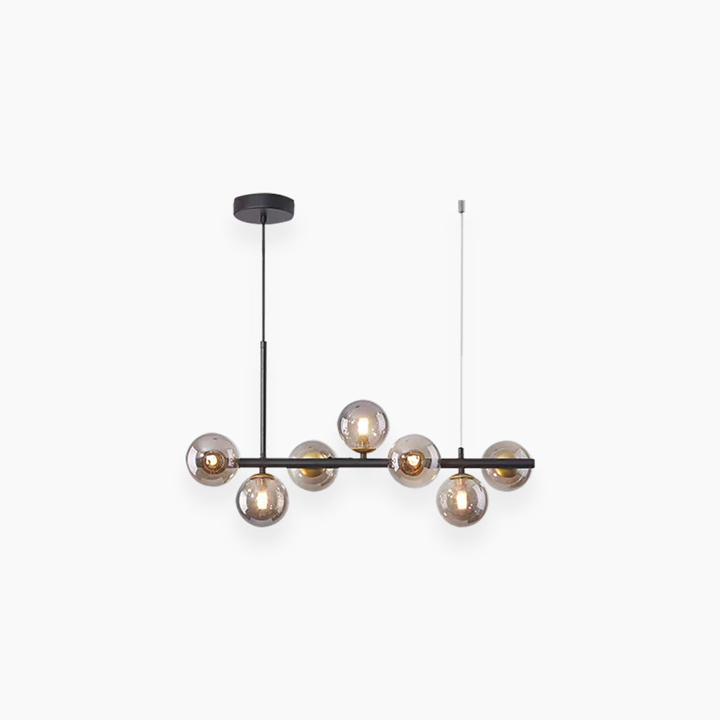 Chandelier Glass Globe 25.6 in 7-Light Gold Modern Living Room Dining Kitchen Pendant Light | Thomler
