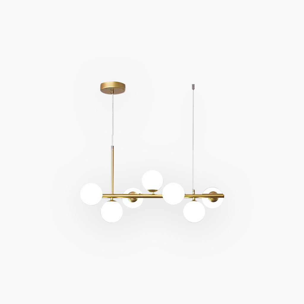 Chandelier Glass Globe 25.6 in 7-Light Gold Modern Living Room Dining Kitchen Pendant Light | Thomler